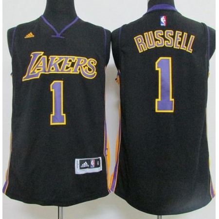 Revolution 30 Lakers #1 D'Angelo Russell Black(Purple NO.) Hollywood Nights Stitched NBA Jersey