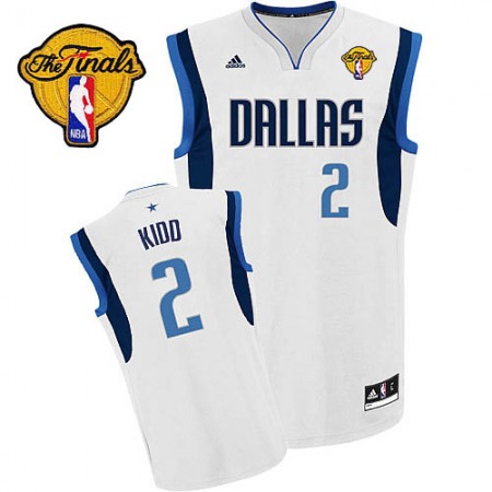 Mavericks 2011 Finals Patch #2 Jason Kidd Revolution 30 White Stitched NBA Jersey