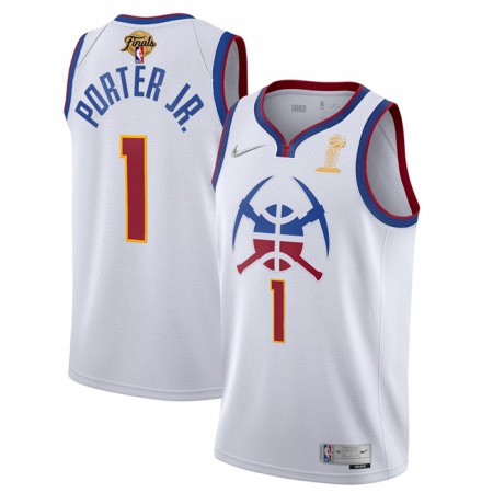 Men's Denver Nuggets #1 Michael Porter Jr. White 2023 Finals Earned Edition Stitched Basketball Jersey