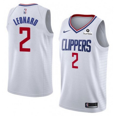 Men's Los Angeles Clippers #2 Kawhi Leonard White Stitched NBA Jersey