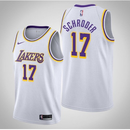 Men's Los Angeles Lakers #17 Dennis Schr?der White Stitched Jersey