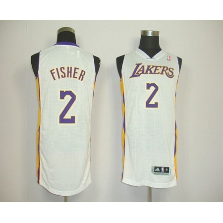 Revolution 30 Lakers #2 Derek Fisher White Stitched NBA Jersey