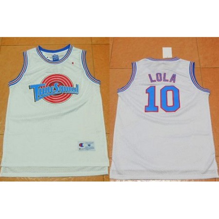 Space Jam Tune Squad #10 Lola Bunny White Movie Stitched Basketball Jersey