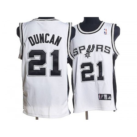 Spurs #21 Tim Duncan Stitched White NBA Jersey