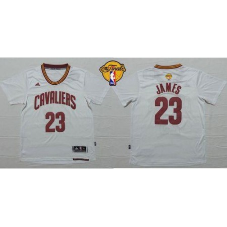 Cavaliers #23 LeBron James White Short Sleeve The Finals Patch Stitched NBA Jersey