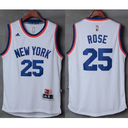 Knicks #25 Derrick Rose New White Stitched NBA Jersey