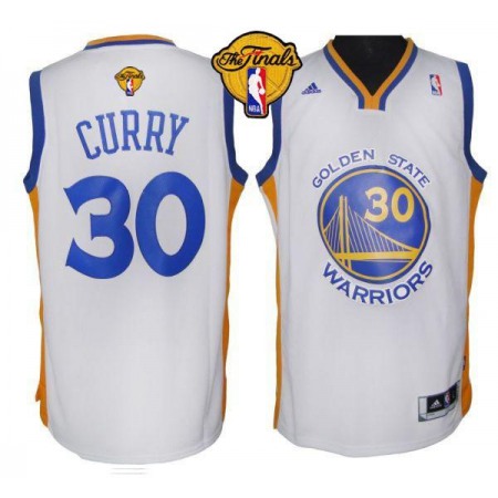 Revolution 30 Warriors #30 Stephen Curry White The Finals Patch Stitched NBA Jersey