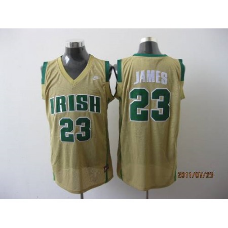 Heat #23 LeBron James Earth Yellow Irish High School Stitched NBA Jersey