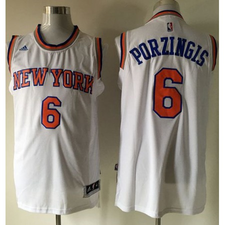 Knicks #6 Kristaps Porzingis White Stitched NBA Jersey