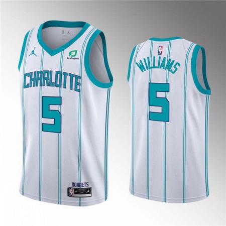 Men's Charlotte Hornets #5 Mark Williams White Stitched Basketball Jersey