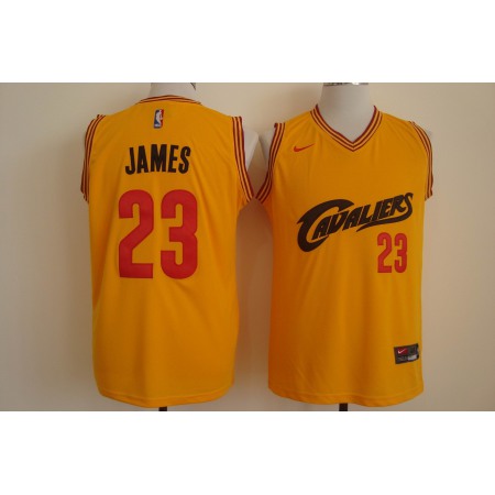 Men's Nike Cleveland Cavaliers #23 LeBron James Yellow and Red Stitched NBA Jersey