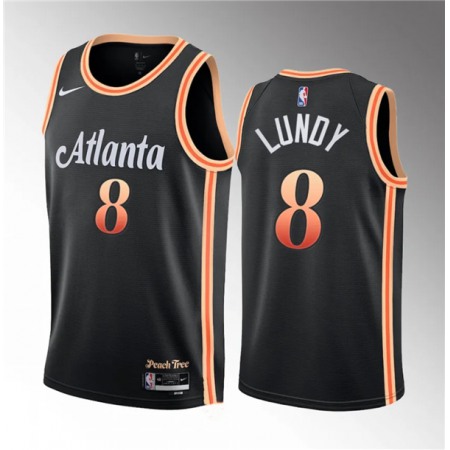 Men's Atlanta Hawks #8 Seth Lundy Black 2023 Draft City Edition Stitched Jersey