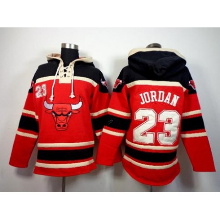 Bulls #23 Michael Jordan Red Sawyer Hooded Sweatshirt NBA Hoodie