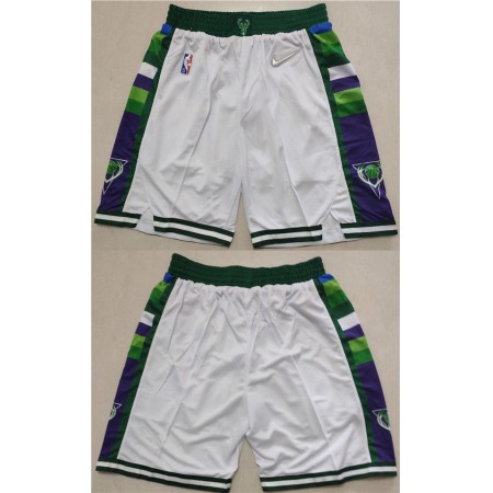 Men's Milwaukee Bucks White 75th Anniversary Shorts (Run Small)