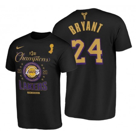 Men's Los Angeles Lakers #24 Kobe Bryant 2020 Black Finals Champions Locker Room T-Shirt