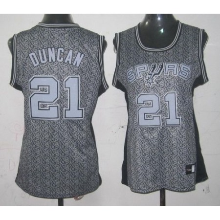 Spurs #21 Tim Duncan Grey Women's Static Fashion Stitched NBA Jersey