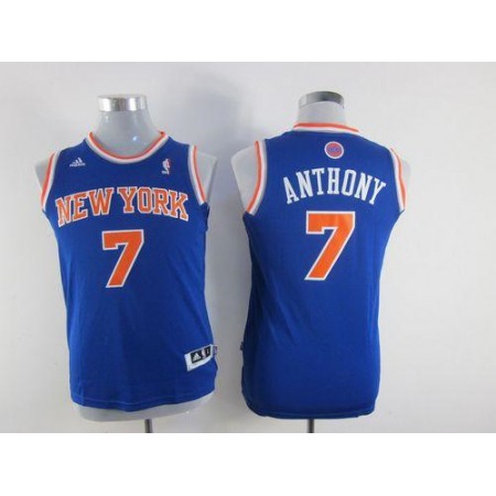 Knicks #7 Carmelo Anthony Blue Stitched Youth NBA Jersey