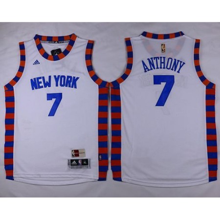 Knicks #7 Carmelo Anthony White Hardwood Classics Performance Stitched Youth NBA Jersey