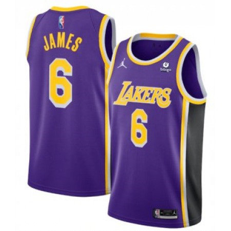 Youth Los Angeles Lakers #6 LeBron James Purple 75th Anniversary City Edition Stitched Basketball Jersey