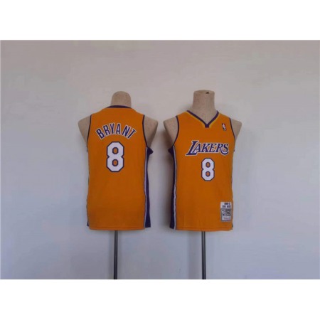 Youth Los Angeles Lakers #8 Kobe Bryant Yellow Stitched Basketball Jersey