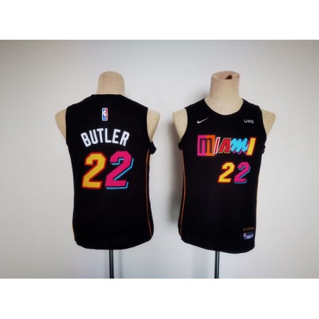 Youth Miami Heat #22 Jimmy Butler Black City Edition Swingman Stitched Jersey