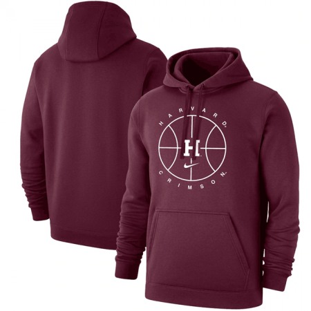 Men's Harvard Crimson Wine Basketball Icon Club Fleece Pullover Hoodie