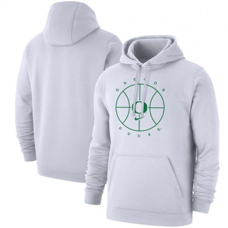 Men's Oregon Ducks White Basketball Icon Club Fleece Pullover Hoodie