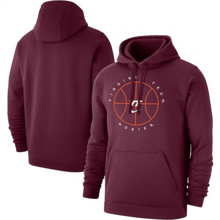 Men's Virginia Tech Hokies Wine Basketball Icon Club Fleece Pullover Hoodie