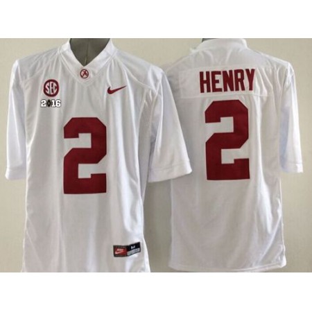 Crimson Tide #2 Derrick Henry White SEC & 2016 College Football Playoff National Championship Patch Stitched NCAA Jersey