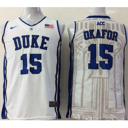 Blue Devils #15 Jahlil Okafor White Basketball Stitched NCAA Jersey