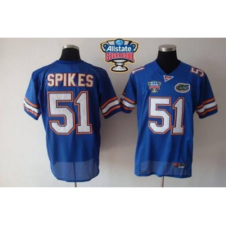 Gators #51 Brandon Spikes Blue Allstate Sugar Bowl Stitched NCAA Jersey