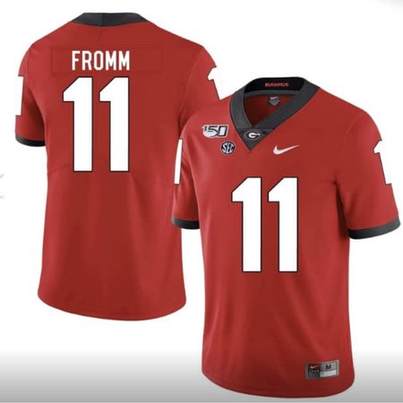 Men's Georgia Bulldogs #11 Jake Fromm Red 150th Season Stitched NCAA Jersey