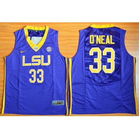 LSU Tigers #33 Shaquille O'Neal Purple Basketball Stitched NCAA Jersey