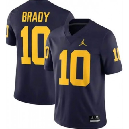 Men's Michigan Wolverines #10 Tom Brady Navy Blue Stitched Jersey