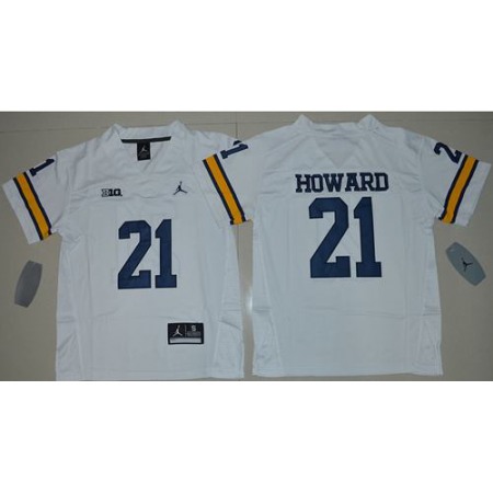 Wolverines #21 Desmond Howard White Jordan Brand Stitched Youth NCAA Jersey