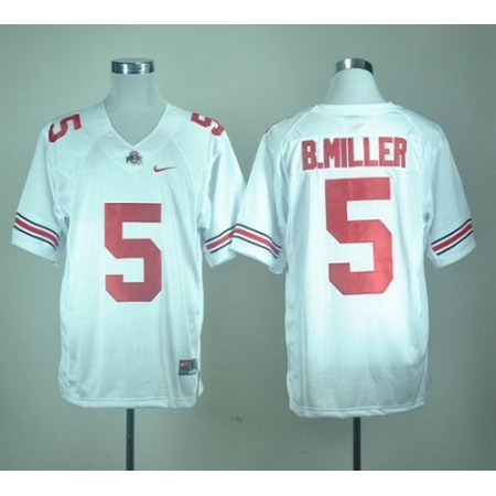 Buckeyes #5 Braxton Miller White Stitched NCAA Jersey