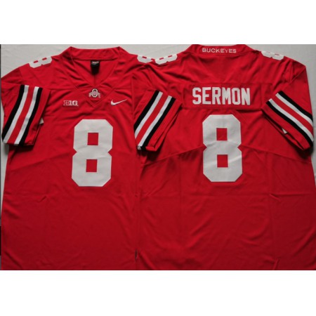 Men's Ohio State Buckeyes #8 Trey Sermon Red Stitched NCAA Jersey