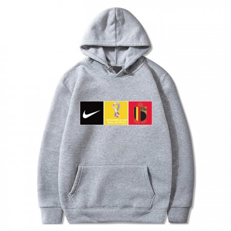 Men's Belgium World Cup Soccer Hoodie Grey