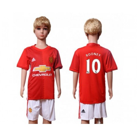 Manchester United #10 Rooney Home Kid Soccer Club Jersey