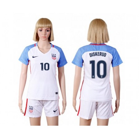 Women's USA #10 Diskerud Home(Three Star) Soccer Country Jersey