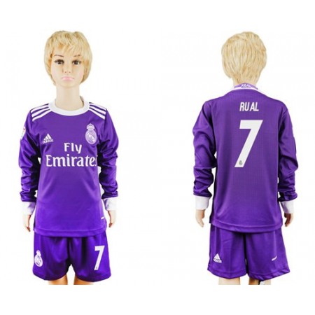 Real Madrid #7 Rual Away Long Sleeves Kid Soccer Club Jersey