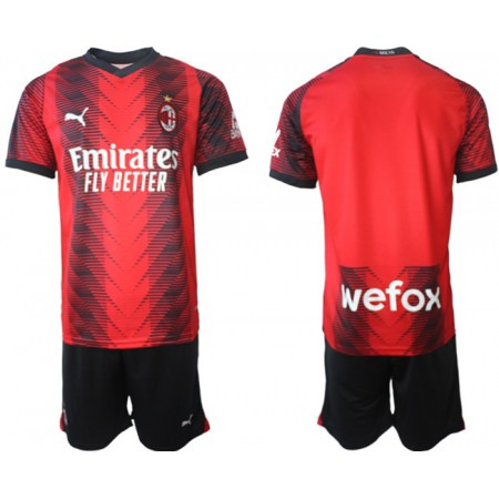 Men's AC milan Custom 2023/24 Red/Black Home Soccer Jersey Suit