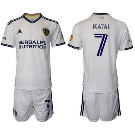 Men's LA Galaxy #7 Katai White Home Soccer Jersey Suit