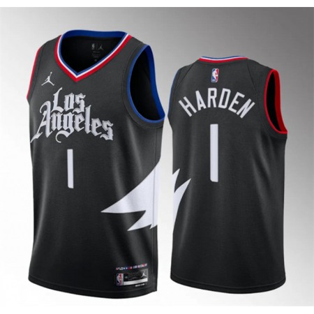 Men's Los Angeles Clippers #1 James Harden Black Statement Edition Stitched Jersey