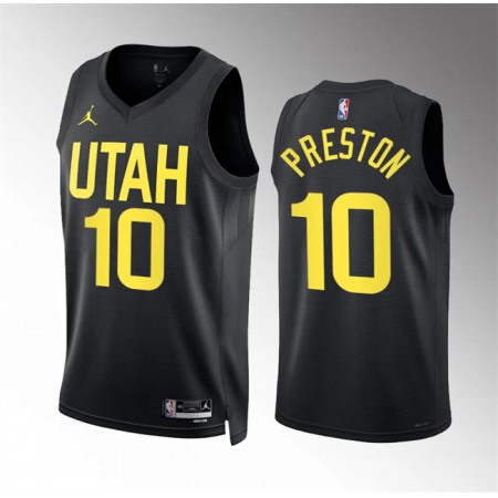 Men's Utah Jazz #10 Jason Preston Black Statement Edition Stitched Basketball Jersey