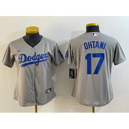 Women's Los Angeles Dodgers #17 Shohei Ohtani Grey Stitched Jersey(Run Small)