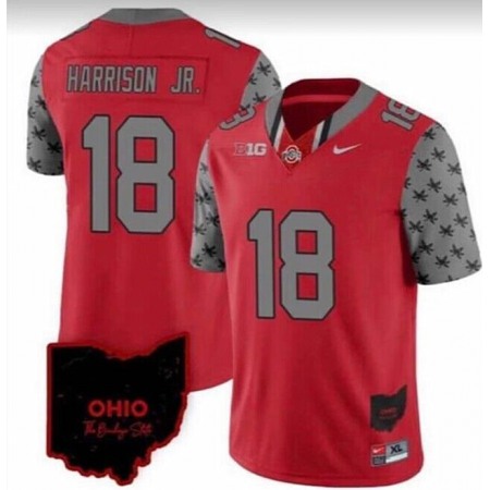 Men's Ohio State Buckeyes #18 Marvin Harrison JR. Red 2023 F.U.S.E. Limited Stitched Jersey