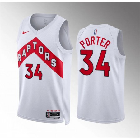 Men's Toronto Raptors #34 Jontay Porter White Association Edition Stitched Basketball Jersey