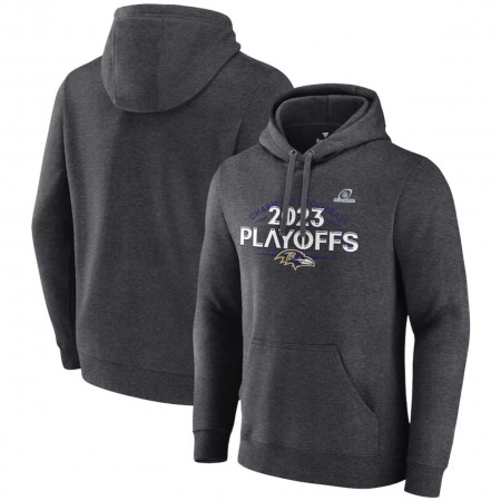 Men's Baltimore Ravens Heather Charcoal 2023 Playoffs Fleece Pullover Hoodie