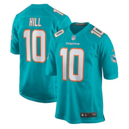 Men's Miami Dolphins #10 Tyreek Hill Aqua Stitched Game Jersey